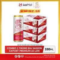 Nồng Độ Cồn 4.2% - Combo 3 Thùng 24 Lon Bia Sài Gòn Export Premium 330ml