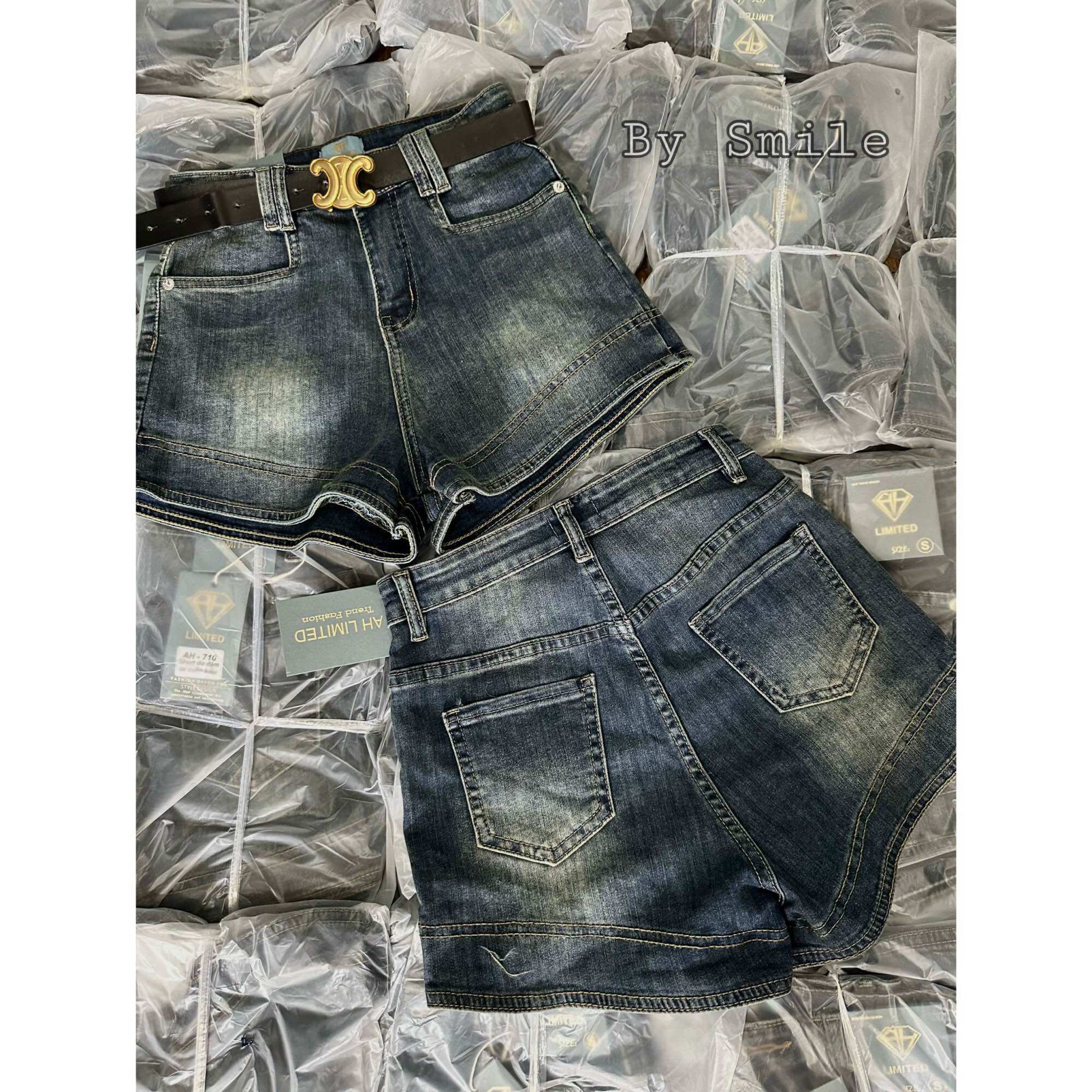 (Hình thật sản phẩm )quần short jeans lưng cao co dãn