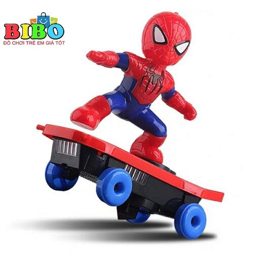Đồ chơi người nhện Spiderman trượt ván nhện lướt ván đèn nhạc
