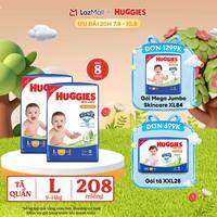 [20h 7-10.8 GIẢM THÊM 90K]  Combo 2 Gói Tã/bỉm quần HUGGIES SKINCARE MEGA JUMBO size L100+4 miếng