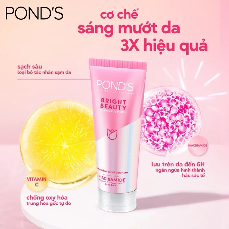 Sữa rửa mặt Pond's bright Beauty sáng da Trắng Hồng
