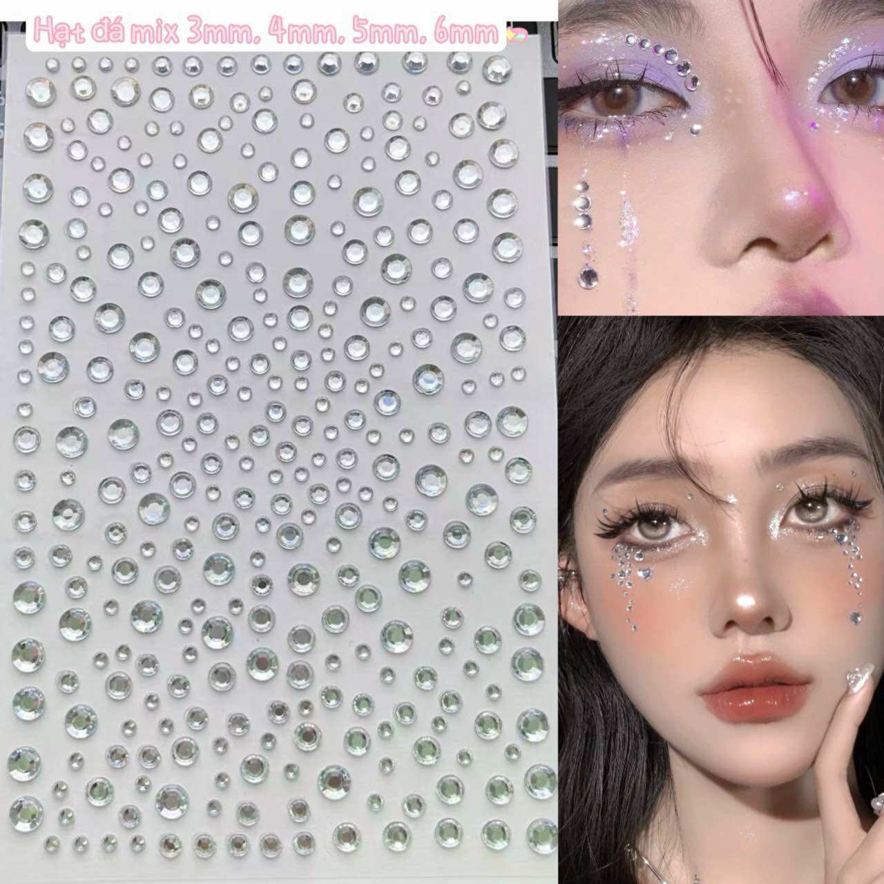 Hạt đá đính mặt trang điểm cô dâu make up tiệc mix nhiều size