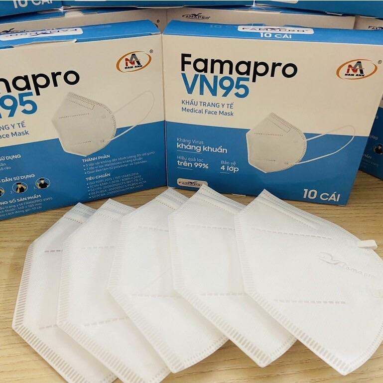 SỈ 1 THÙNG KHẨU TRANG KHÁNG KHUẨN FAMAPRO VN95( 50 hộp 500 cái)