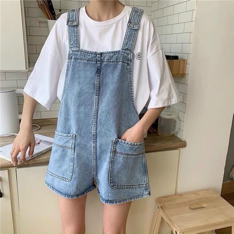 Quần Yếm Jeans Túi 2 Túi