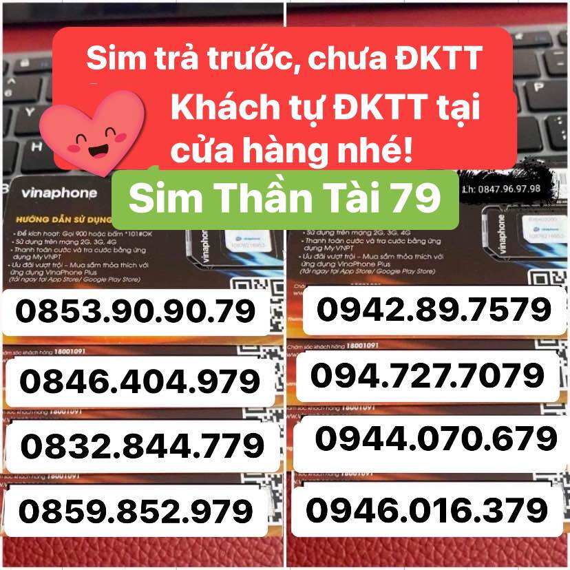 Sim vinaphone thần tài 79 (sim chưa đăng ký thông tin, khách tự đktt tại cửa hàng nhà mạng nhé)