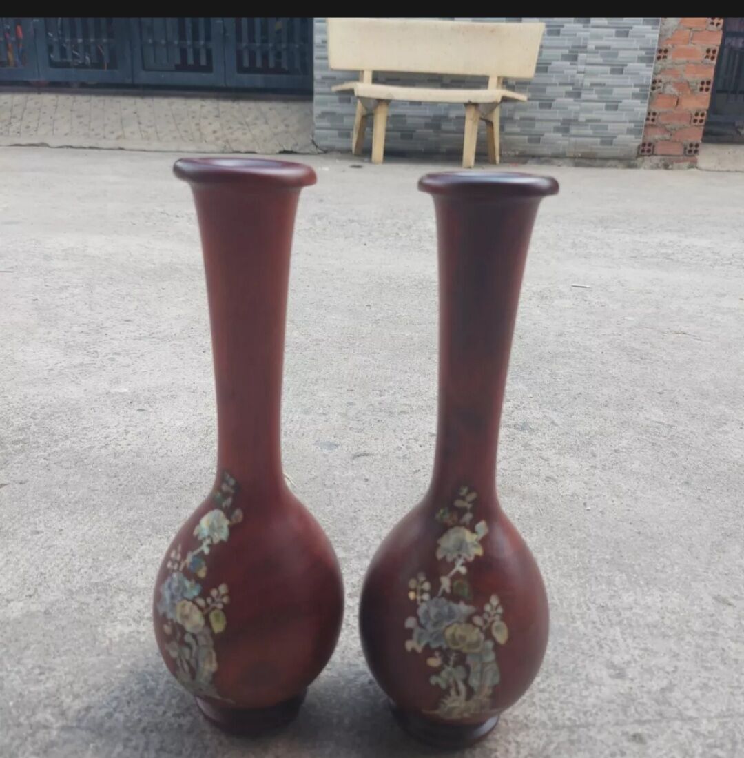 Cặp Lục bình gỗ lim cao 30cm