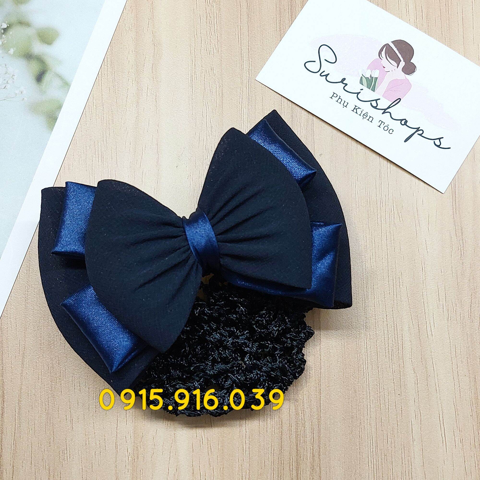 Kẹp Tóc Búi Lưới Hình Nơ, Kẹp Búi Lưới