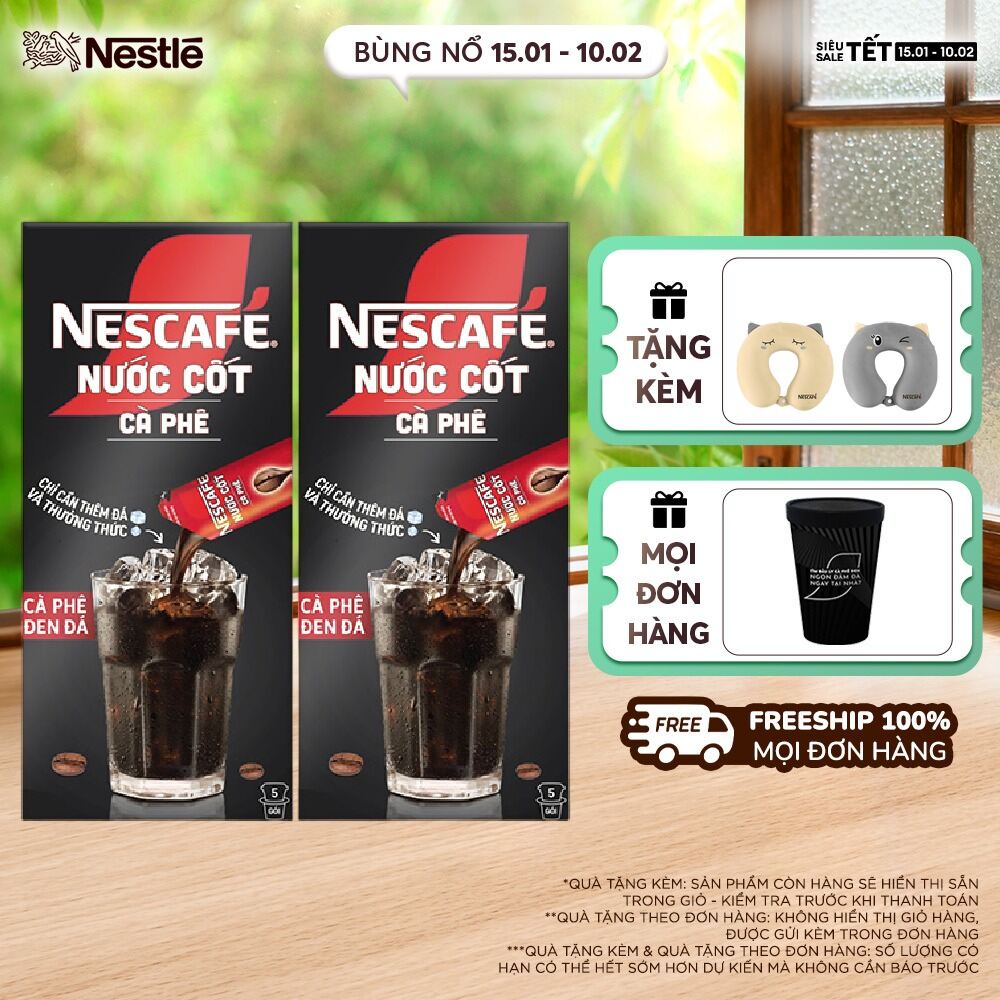 [ƯU ĐÃI THÁNG 2] Combo 2 hộp Nước Cốt Cà Phê NESCAFÉ Cà phê Đen Đá
