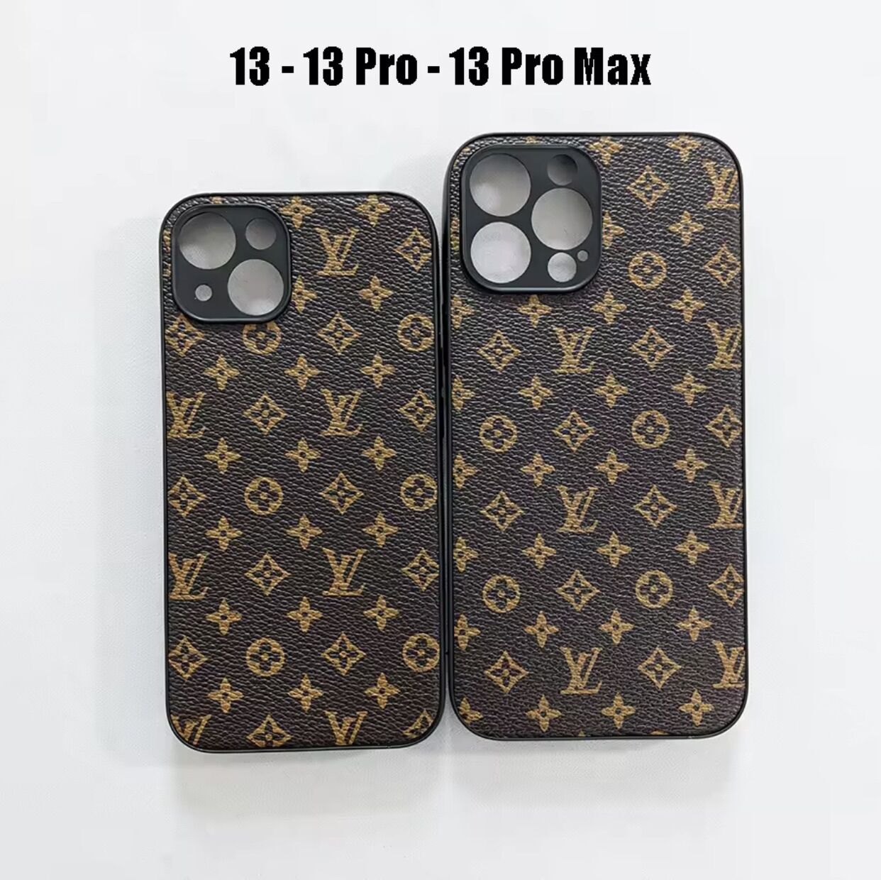 LV texture leather back phone case for iPhone protection plastic mobile phone
