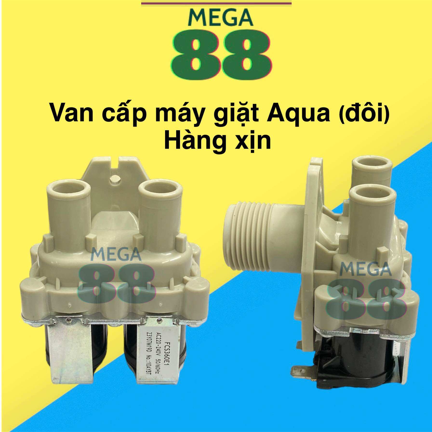 Van cấp máy giặt AQUA đôi hàng xịn - van cấp nước máy giặt aqua