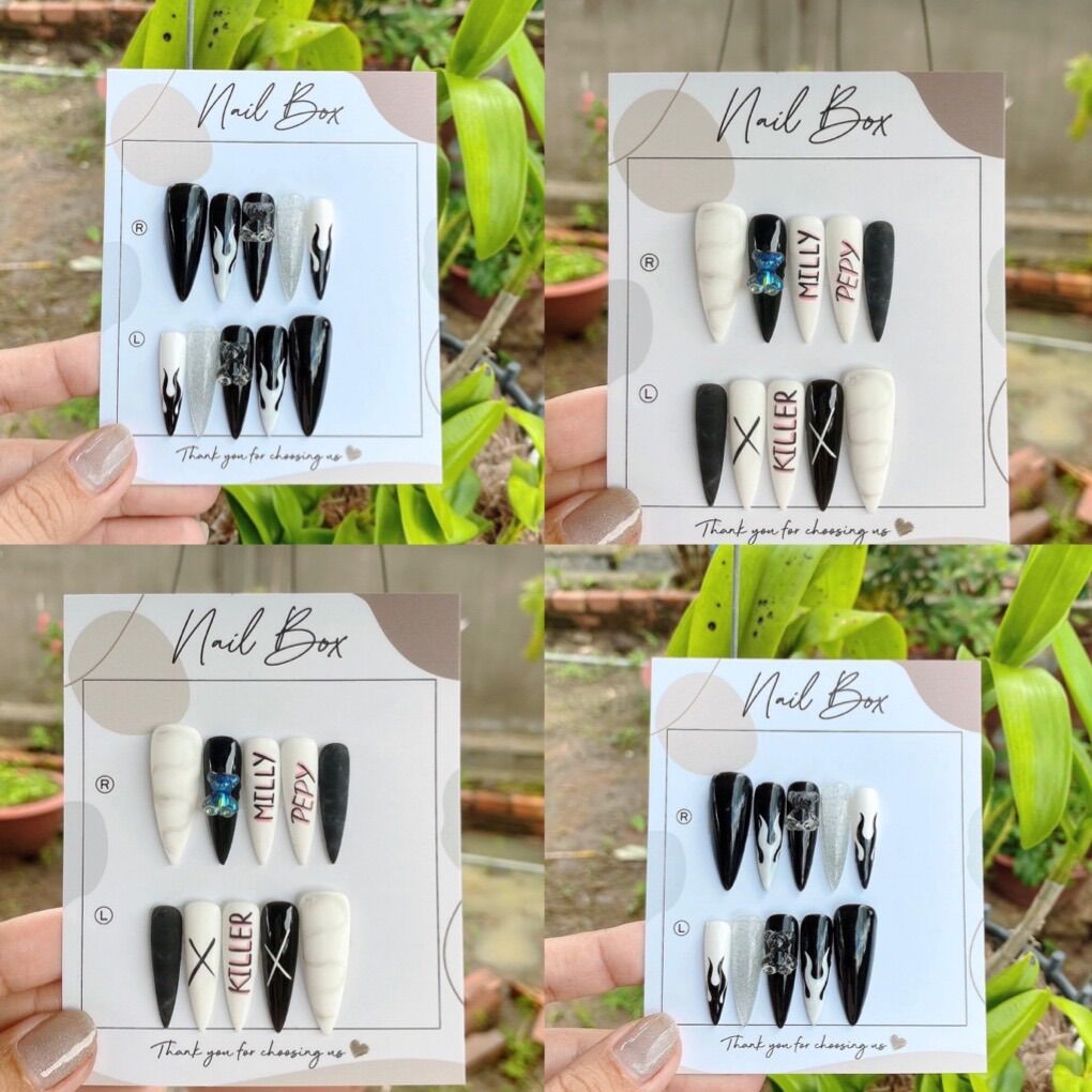 Nailbox mẫu cá tính trắng đen