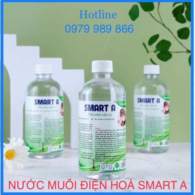 Combo 3 chai Dung dịch sát khuẩn Smart A 500ml - Nước anolyte khử khuẩn da, vệ sinh mũi họng - An toàn, không gây kích ứng