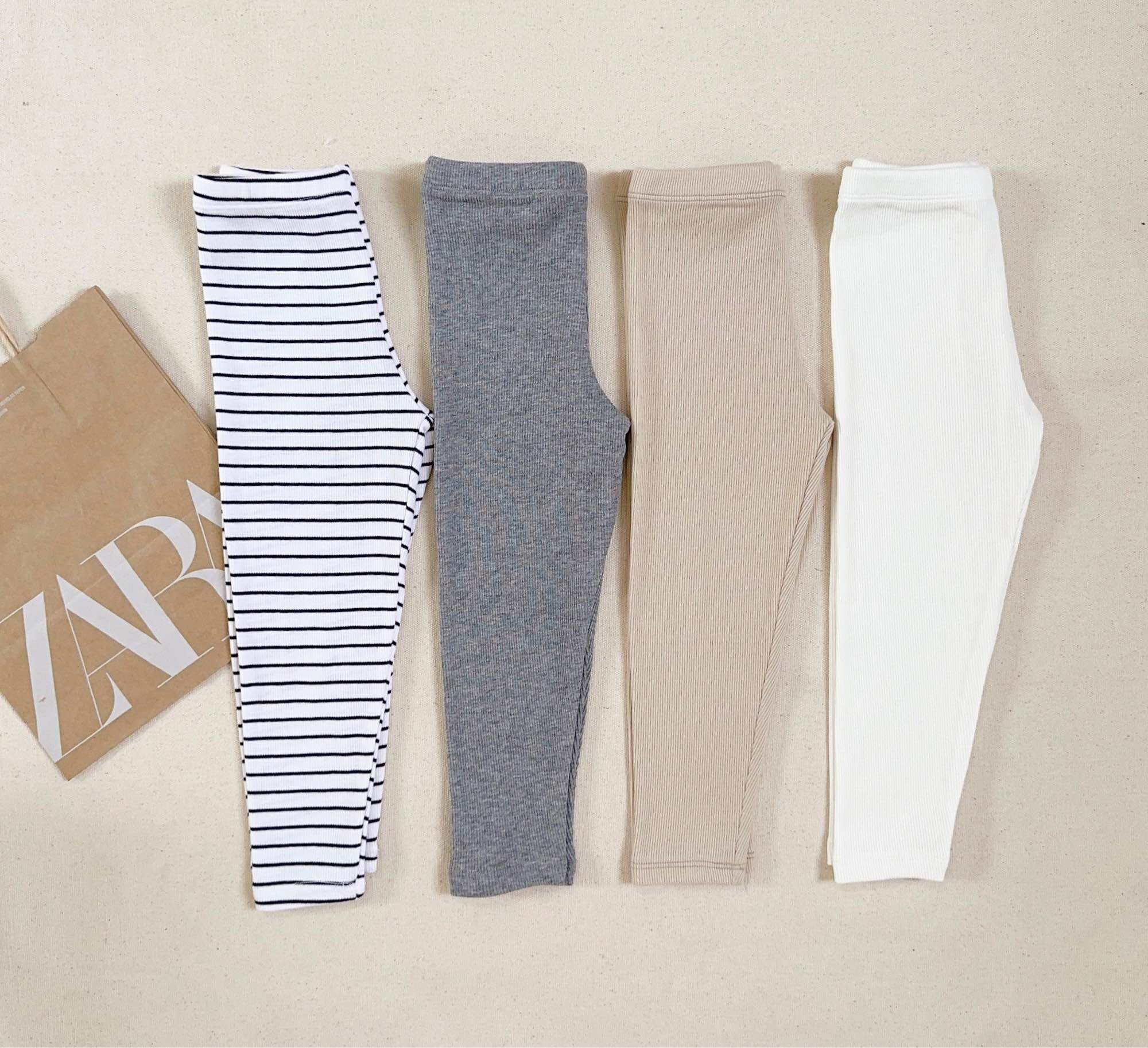 Set 4 quần legging tăm dài cho bé gái