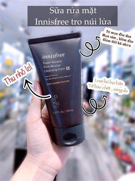 Sữa Rửa Mặt Tro Núi Lửa Innisfree Super Volcanic Pore Micellar Cleansing Foam 2X