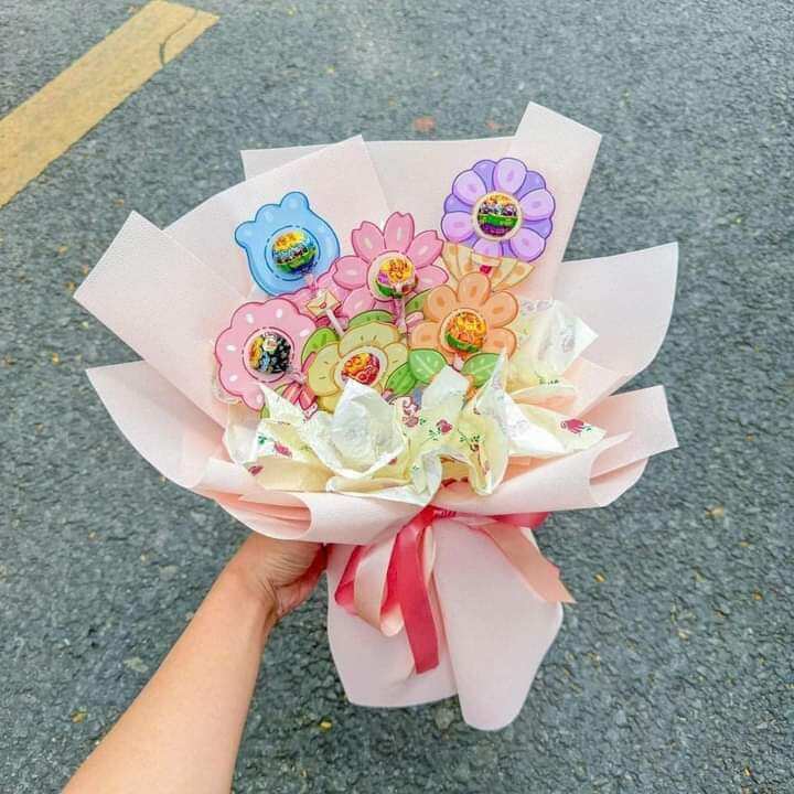 combo hoa và kẹo thành phẩm 3hoa và 6 kẹo làm qua tặng