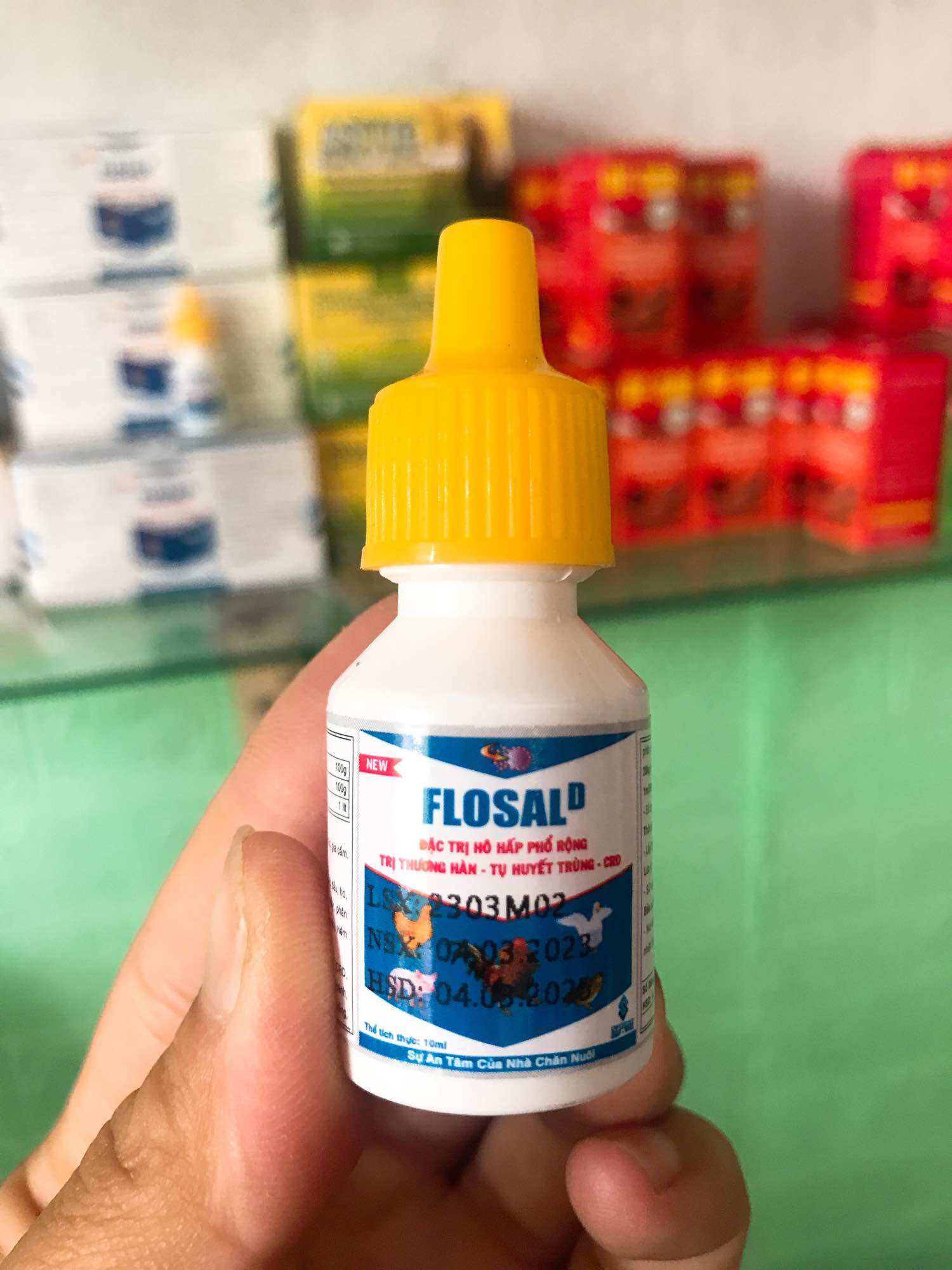 FLOSAL D 10ml hen, khẹc gà vịt
