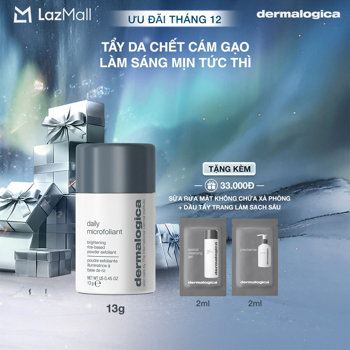  Tẩy da chết cám gạo dermalogica daily microfoliant 13g làm sáng mịn dành cho mọi loại da 