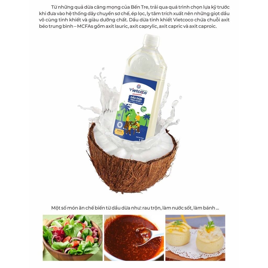 dầu dừa tinh khiết organic vietcoco 1l, Date mới