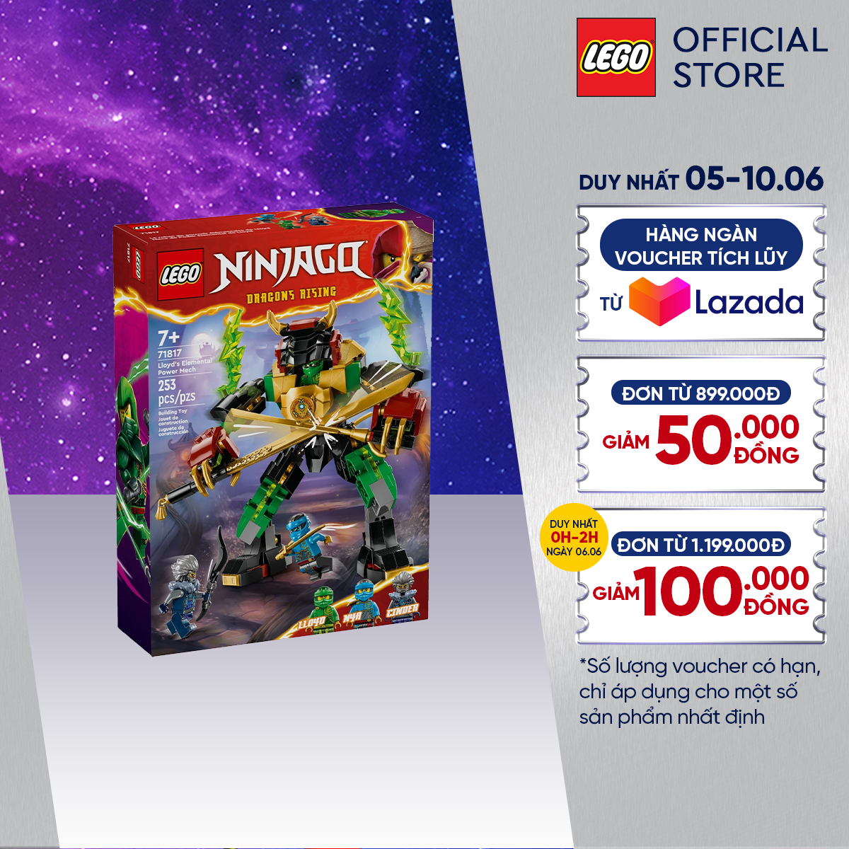 Lego ninjago 71817 đồ chơi lắp ráp chiến giáp quyền năng của lloyd