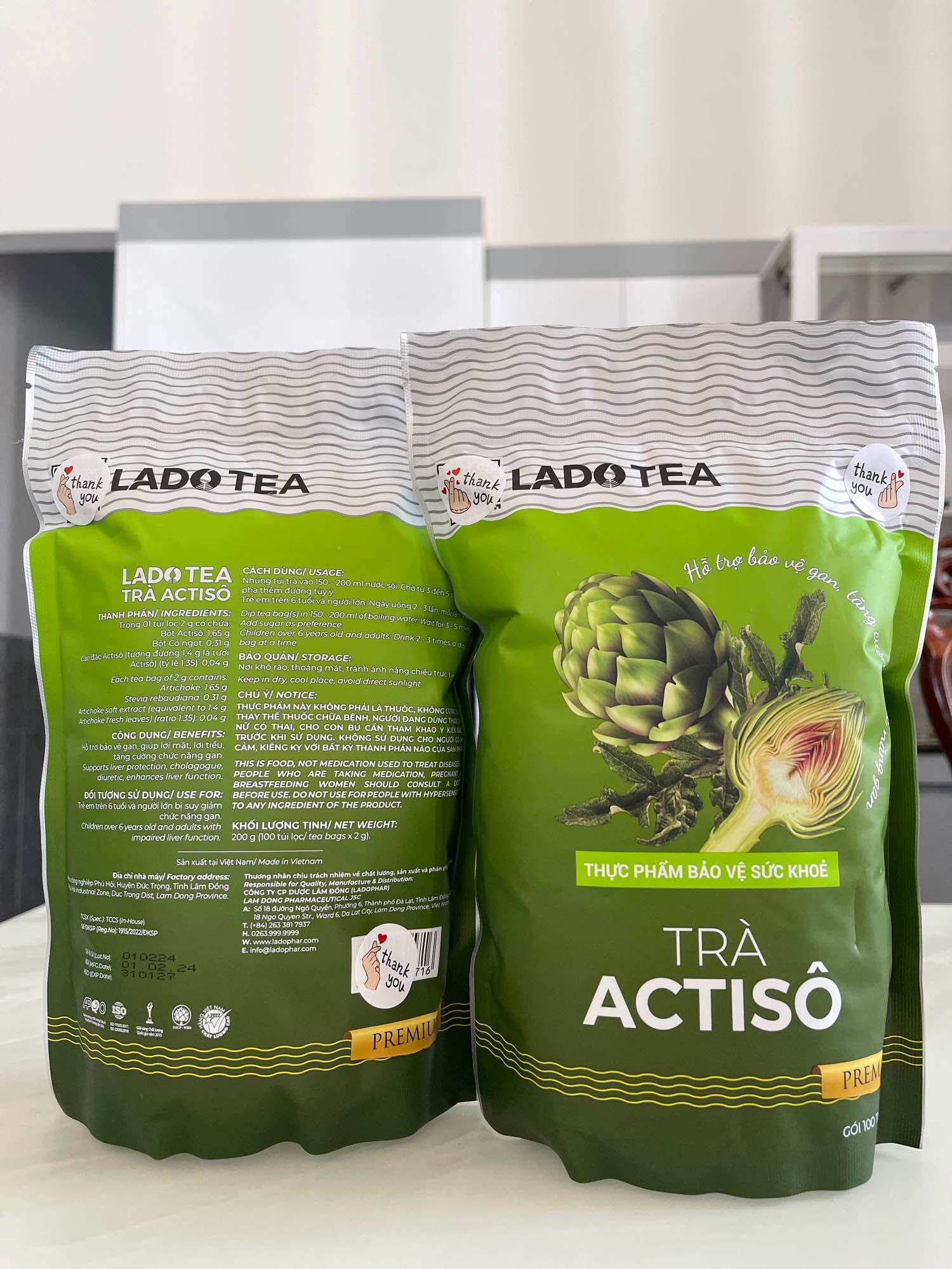 Combo 5 gói Trà Atisô Mỗi Gói 100 Túi Lọc Archichoke tea bags actiso mát gan thanh nhiệt ăn ngon ngủ ngon đặc sản Đà Lạt