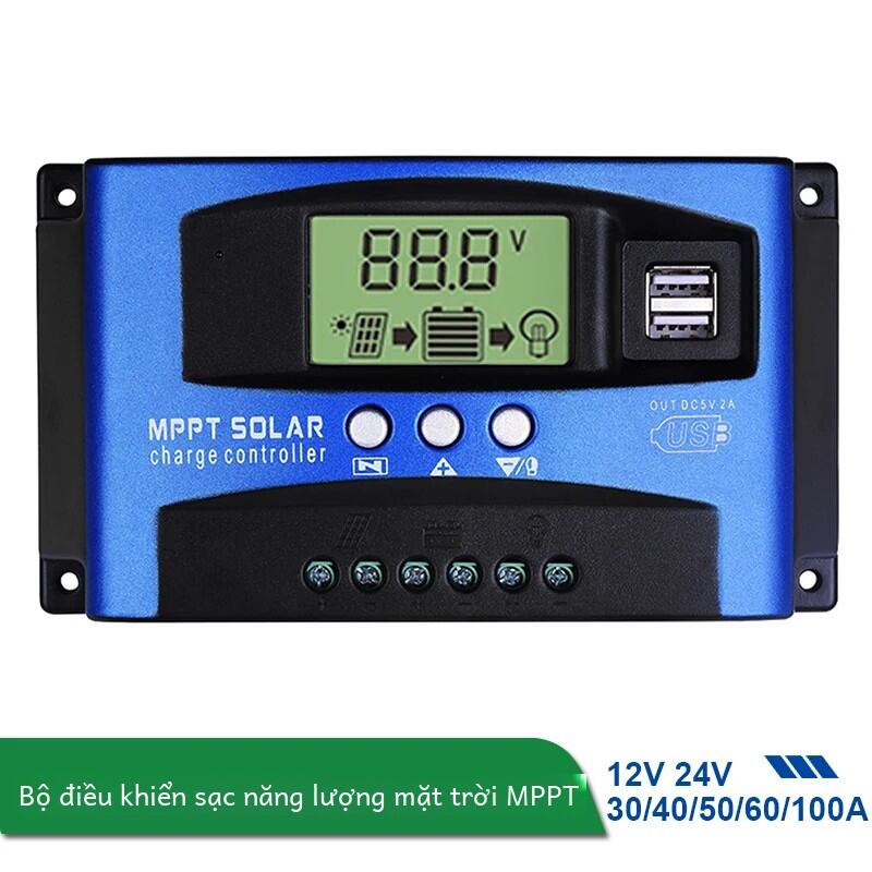 Bộ Điều Khiển Sạc Mppt Năng Lượng Mặt Trời 100a 60a 50a 40a 30a Màn Hình Hiển Thị LCD USB Kép 12V 24V Tấm Pin Năng Lượng Mặt Trời Bộ Điều Chỉnh Sạc Có Tải