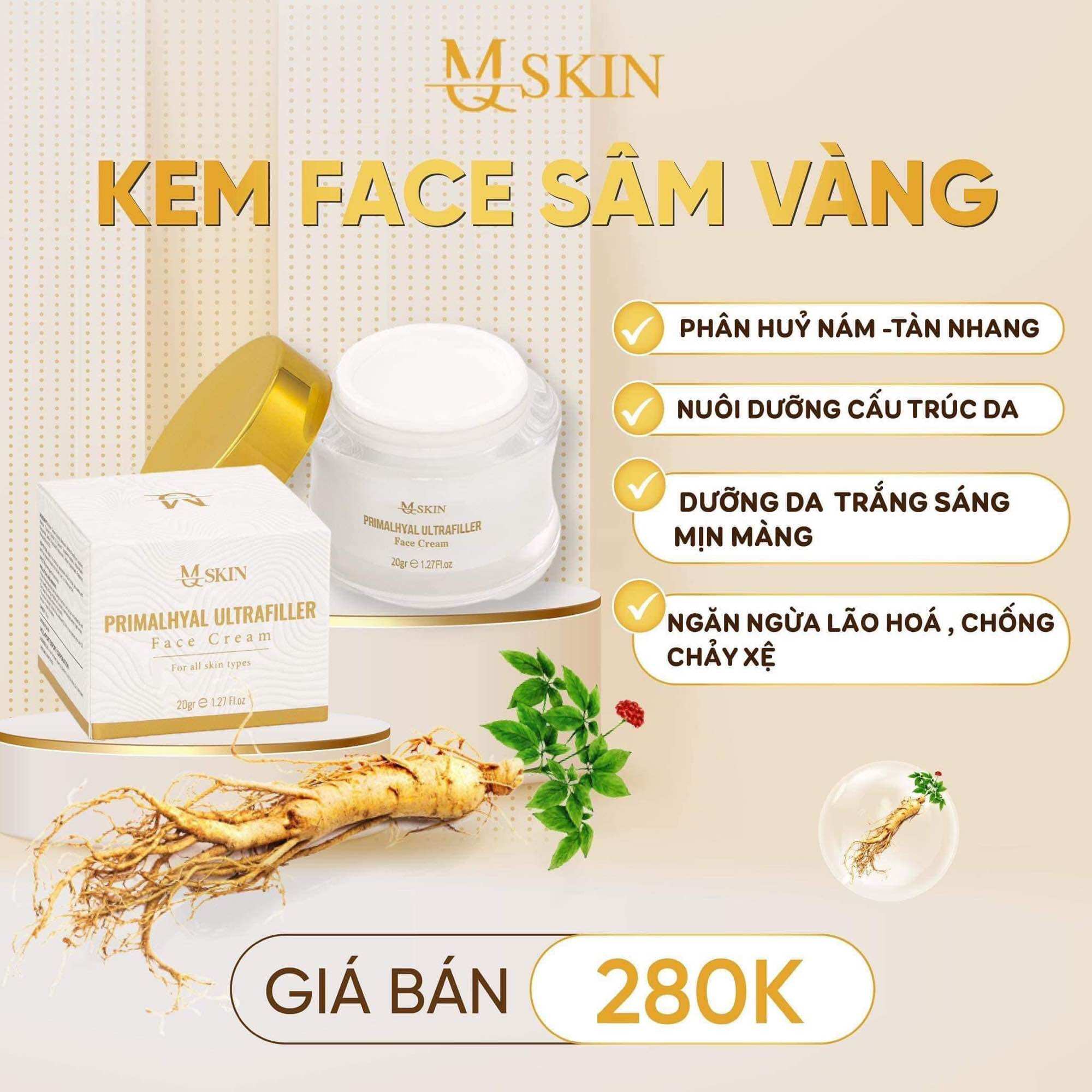 Combo kem face nám sâm vàng mq skin ( k tặng phiếu thưởng )