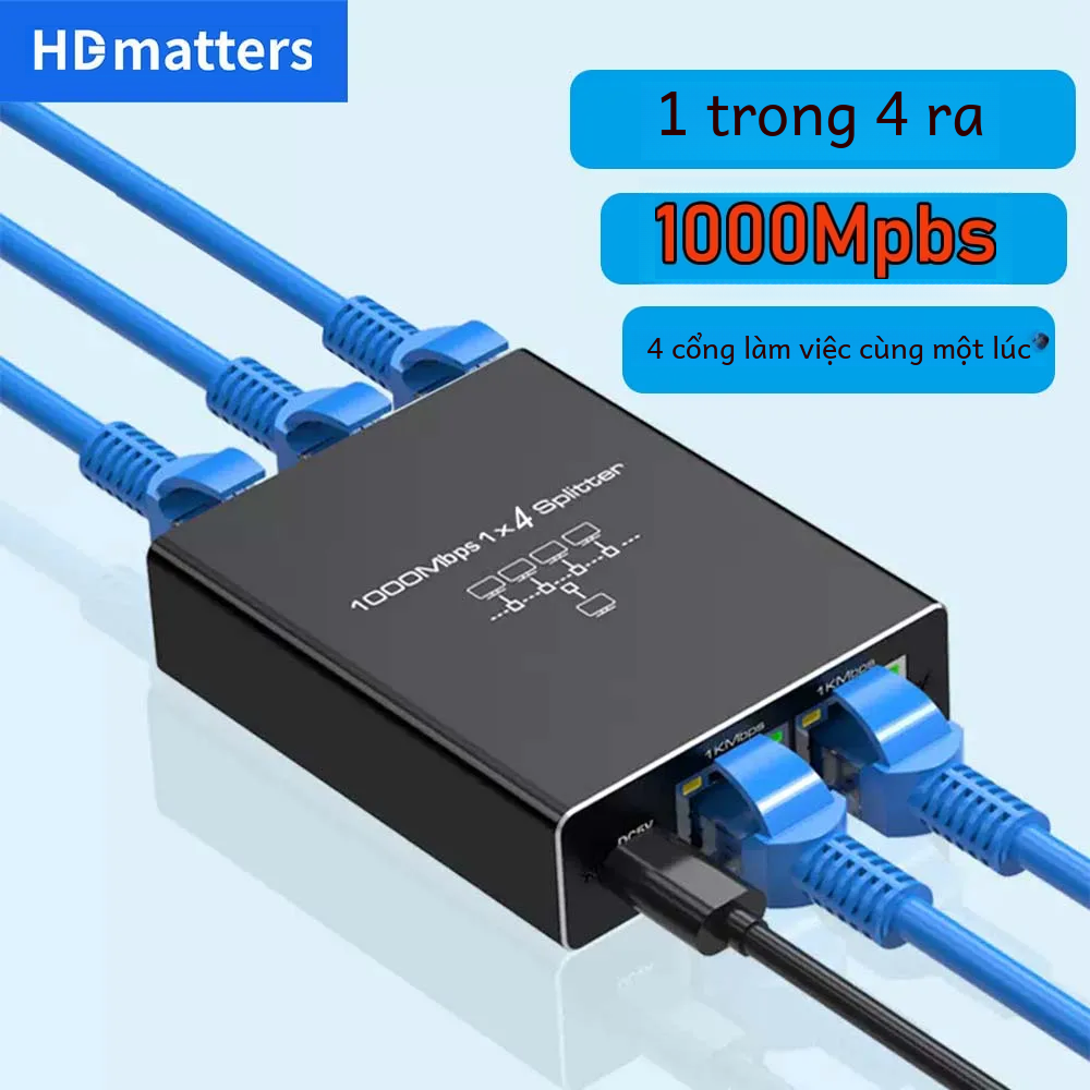 Bộ chia mạng 1 trong 4 Bộ chia mạng Ethernet 100m/1000m Gigabite Rj45 cho PC Laptop