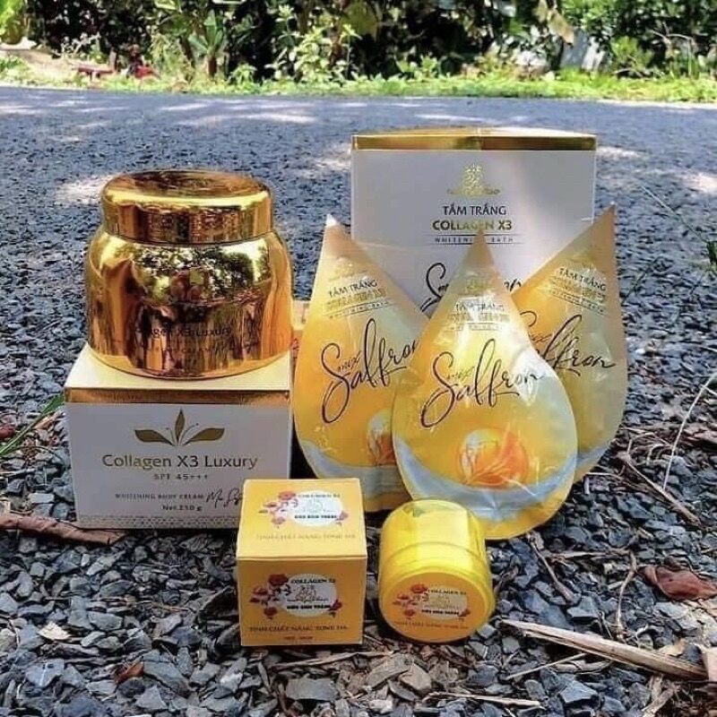 Combo 3 sản phẩm kem body dưỡng trắng da luxury collagen x3 mỹ phẩm đông anh