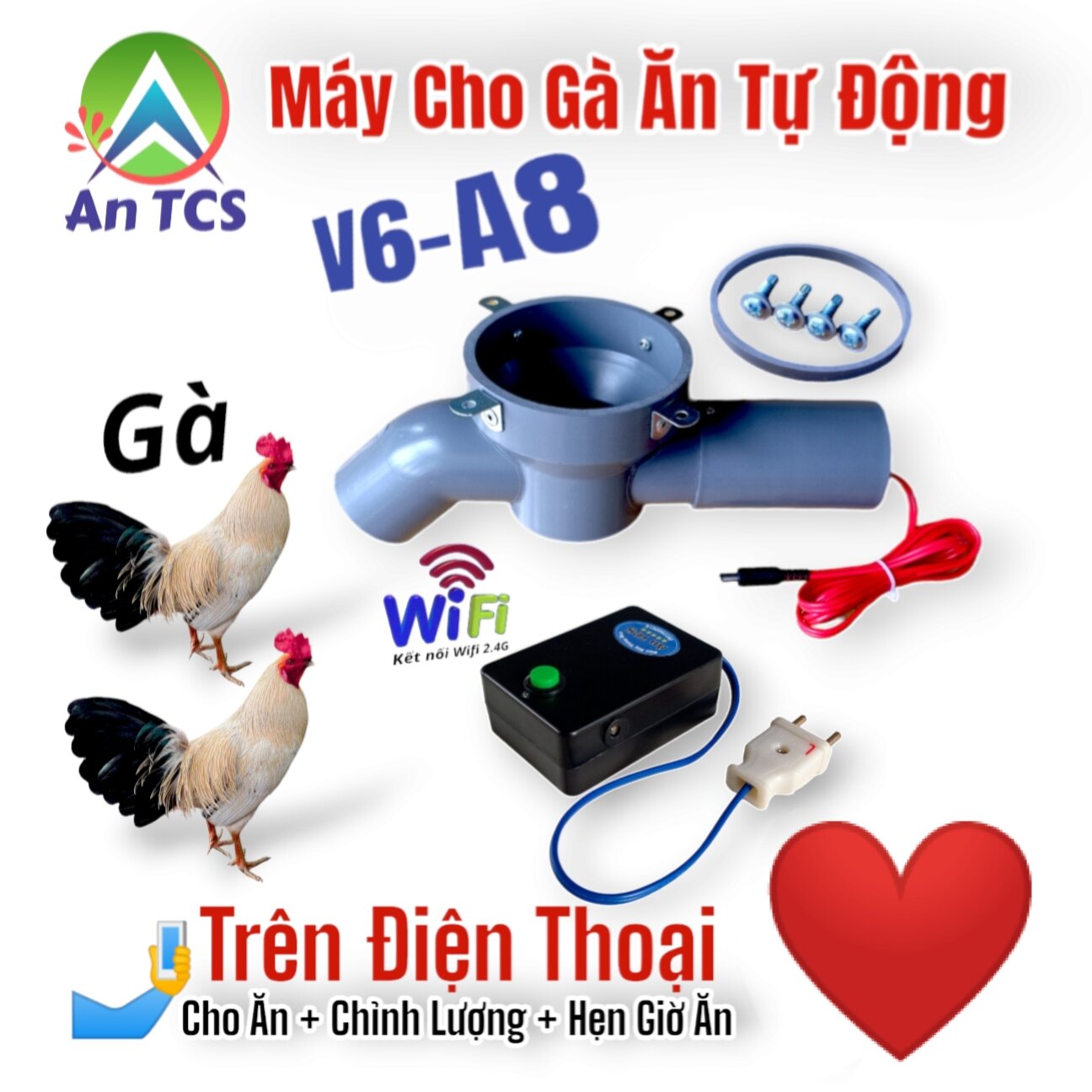 Máy cho gà ăn tự động wifi v6-a8 an tcs