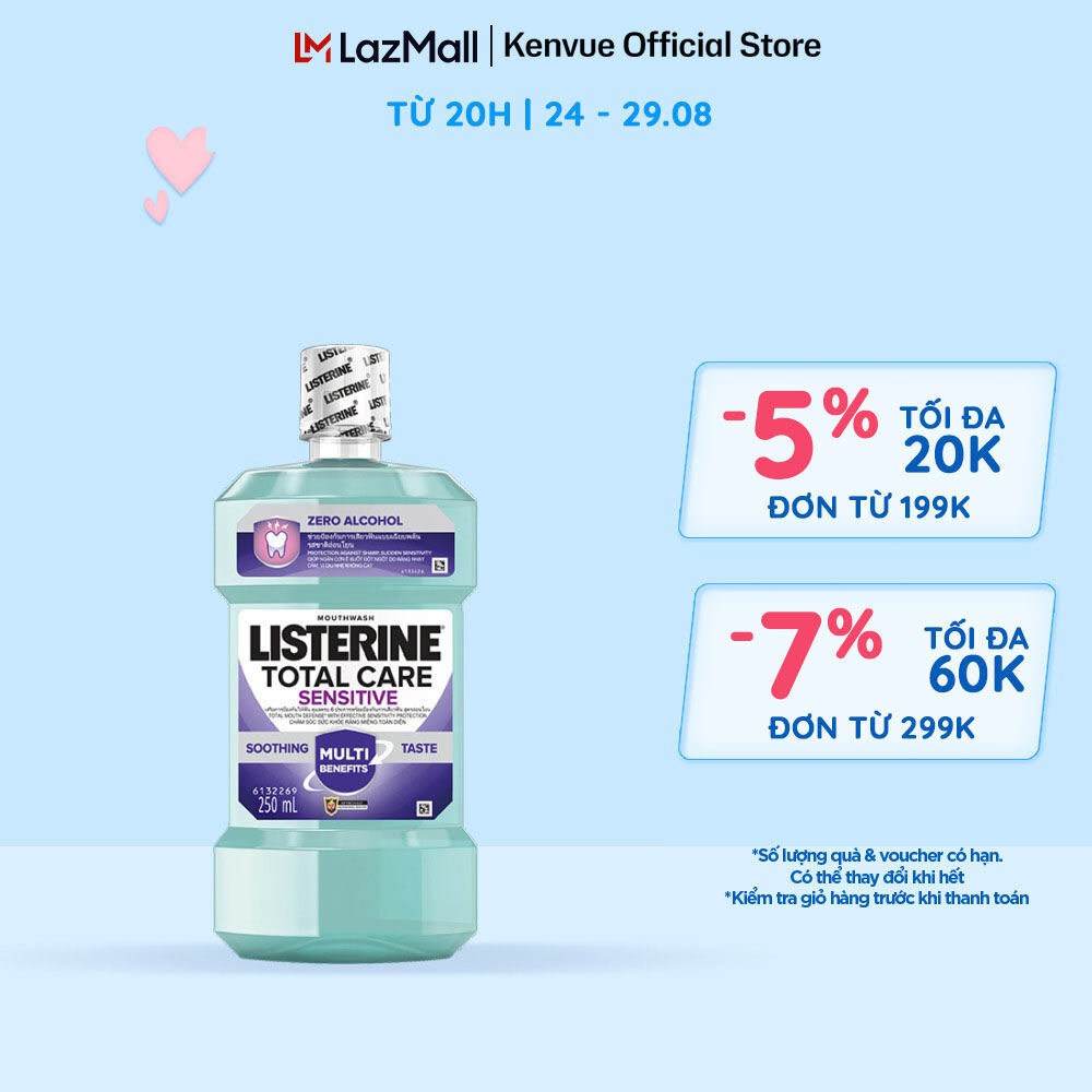 Nước súc miệng cho răng nhạy cảm Listerine Total Care Sensitive Soothing Taste - Dung tích 750ml