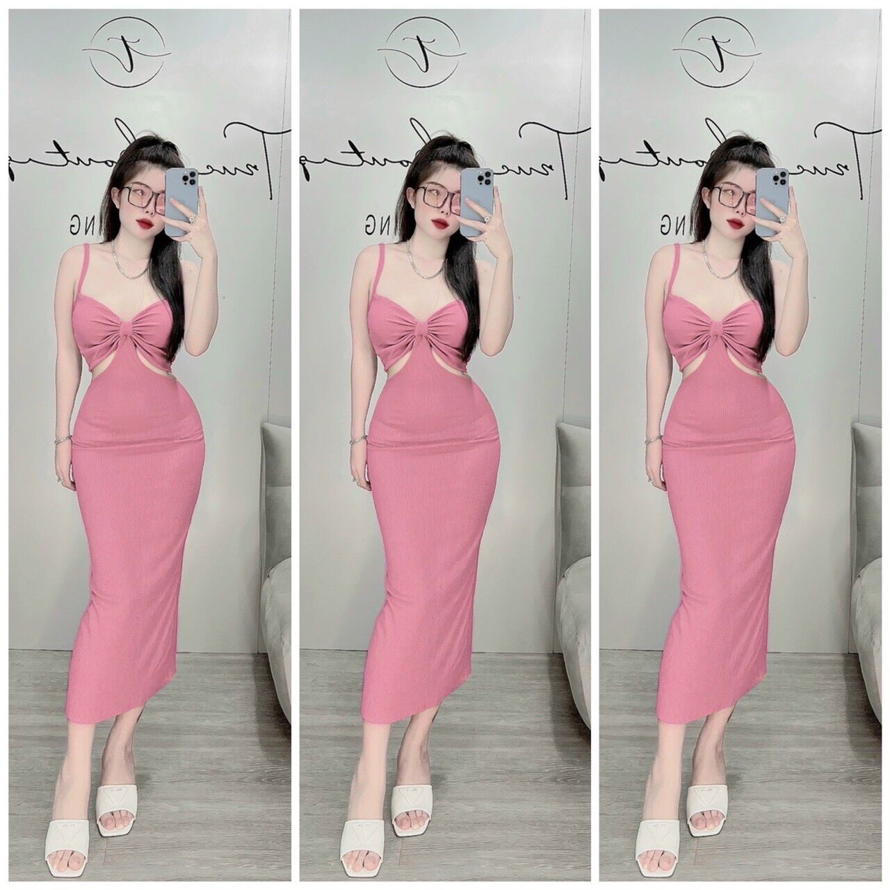 Đầm body hai dây khoét eo siêu hot