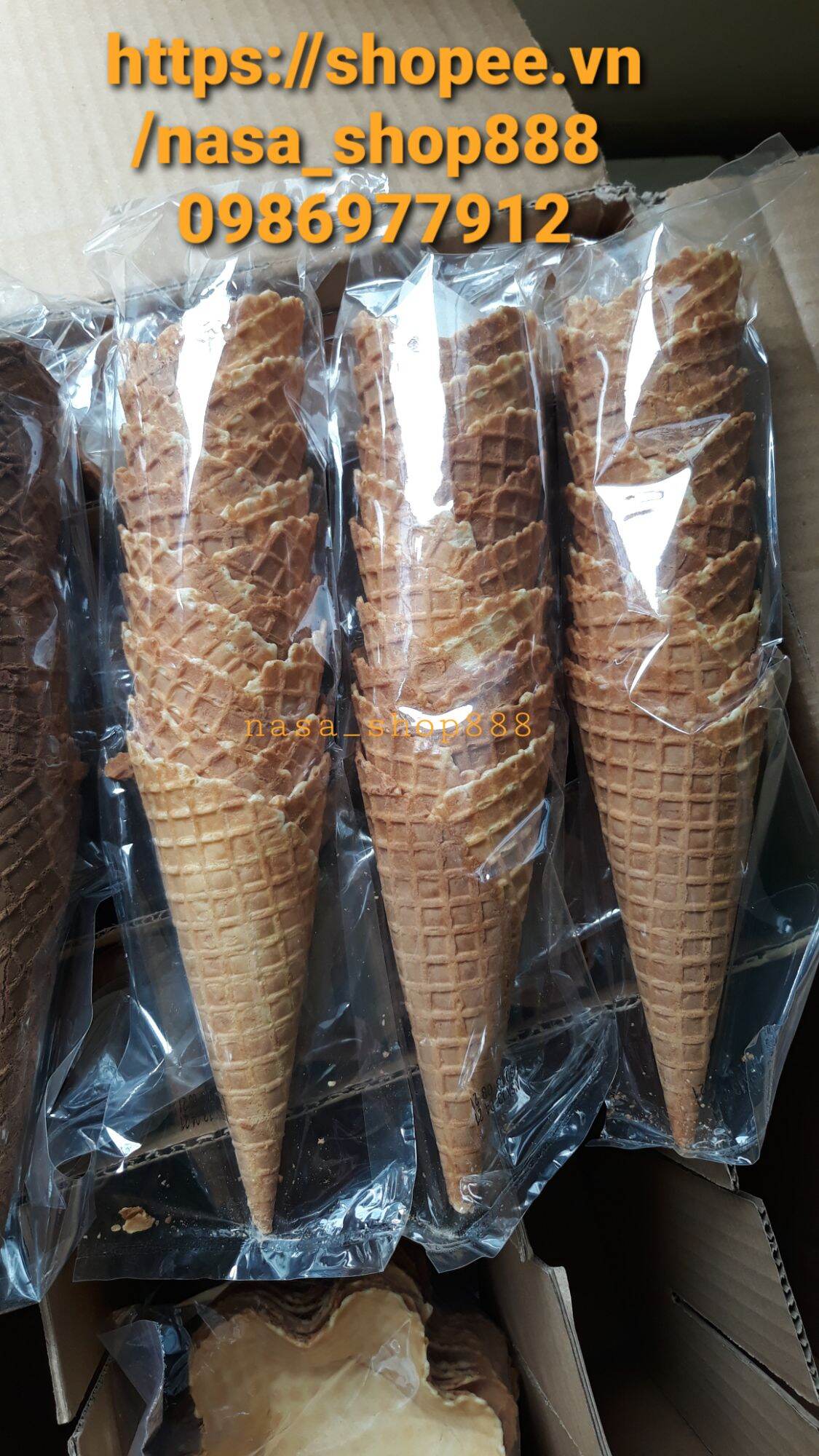 Bịch 10 cái bánh ốc quế giòn ăn kem