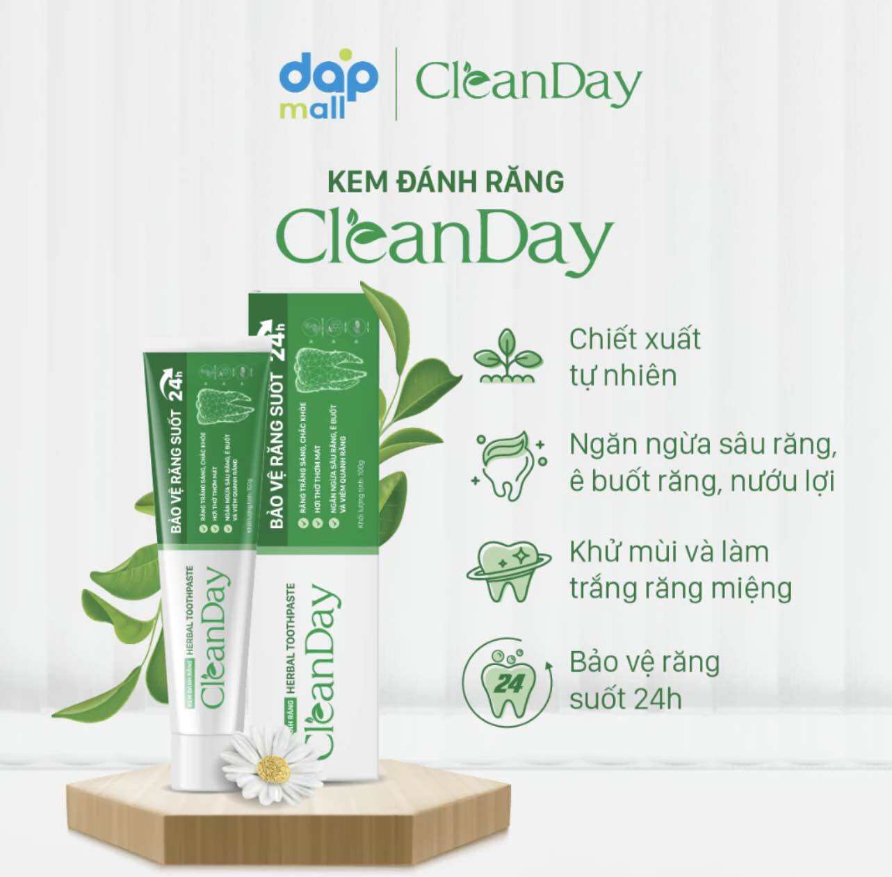 Kem đánh răng chiết xuất thiên nhiên Cleanday