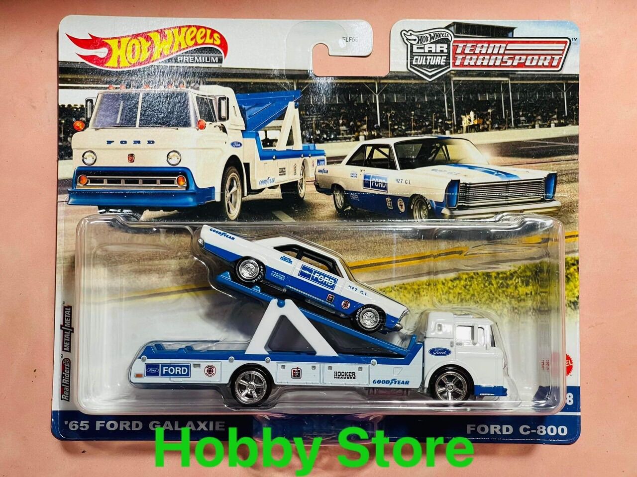 Hobby store xe mô hình hot wheels team transport 65 ford galaxie - ford c-800