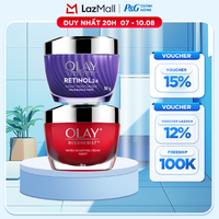 Combo Kem Dưỡng Ban Đêm OLAY REGENERIST Căng Mướt, Sáng Khỏe & Phục Hồi Dấu Hiệu Lão Hóa Hũ 50G + Kem Dưỡng Ban Đêm OLAY RETINOL24 Giúp Giữ Nét Tươi Trẻ Cho Da & Mờ Nếp Nhăn Hũ 50G