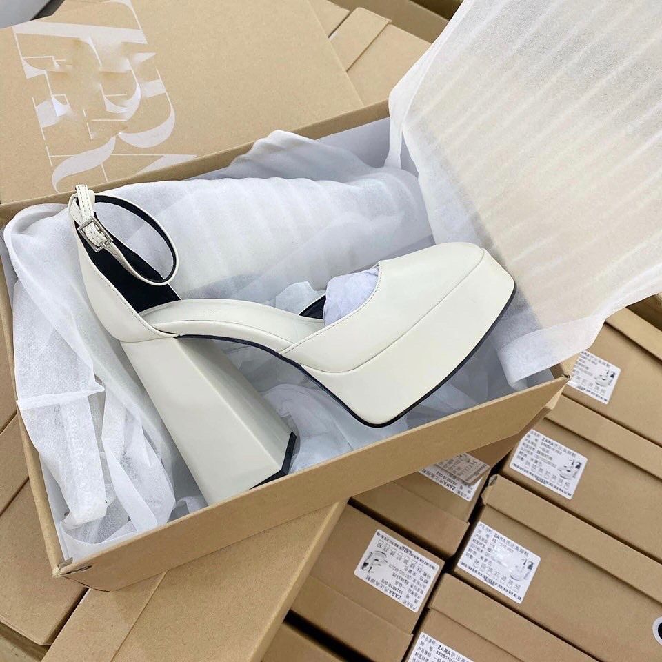 Giày Gót Vuông Đế Đúp Thô 12p
