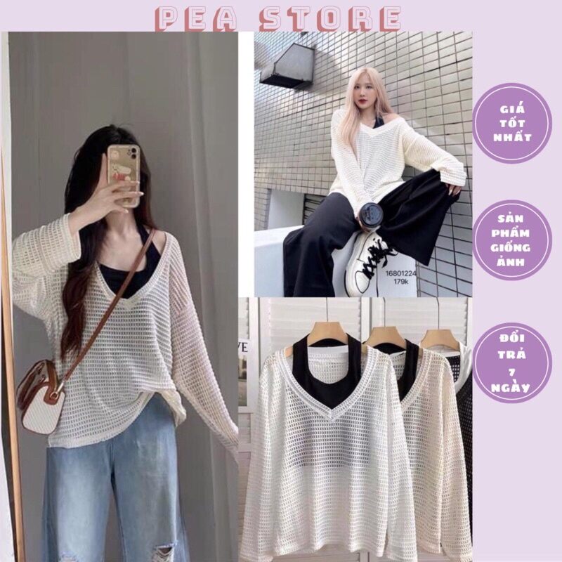 Set áo lưới kèm áo quây cổ yếm phong cách ullzang Pea Store