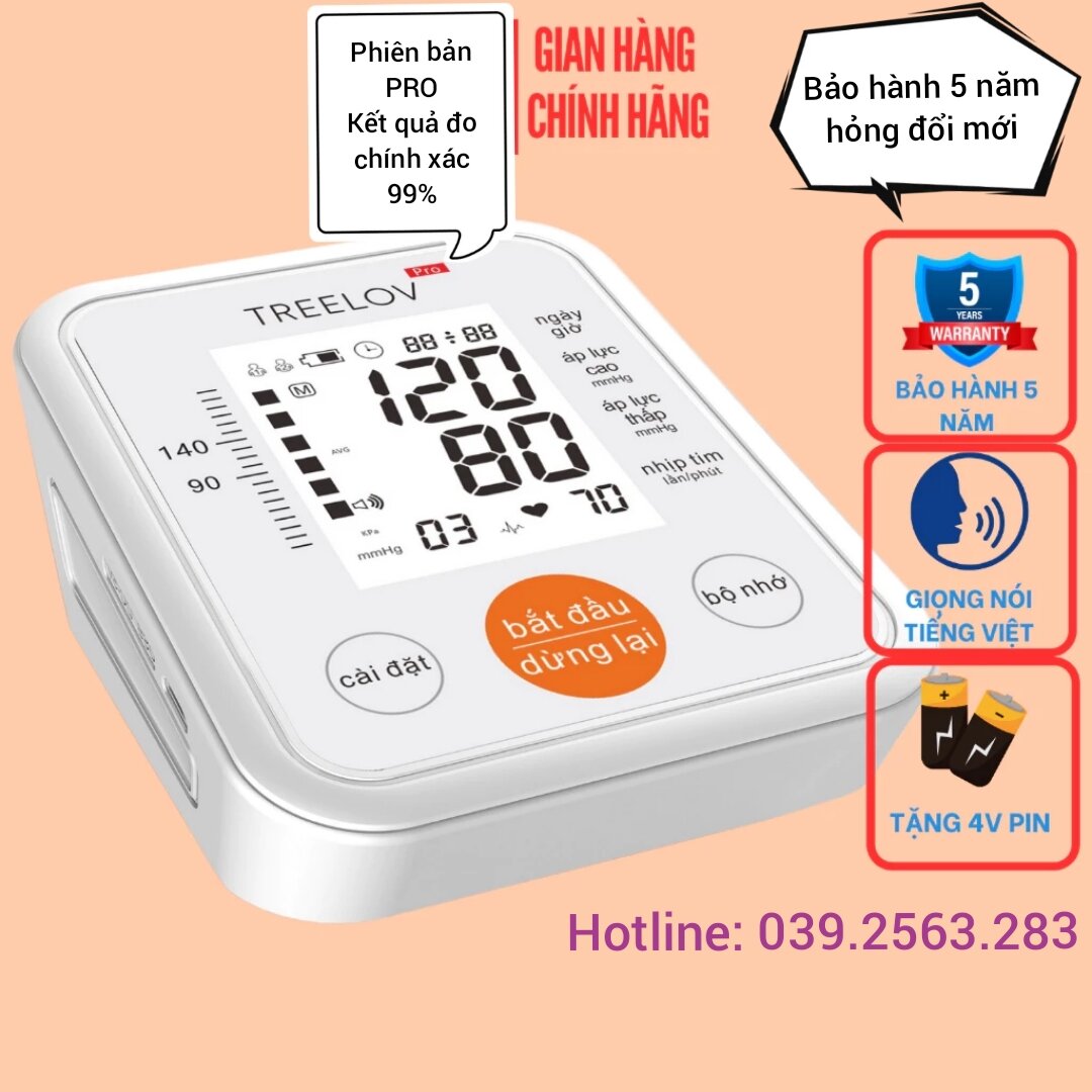 Máy đo huyết áp bắp tay điện tử b01b treelov chính hãng, siêu rẻ bình dân, giọng nói tiếng việt, bảo hành 5 năm hỏng đổi mới