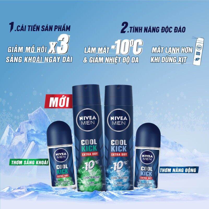 Xịt khử mùi Nivea men cool kick 150ml