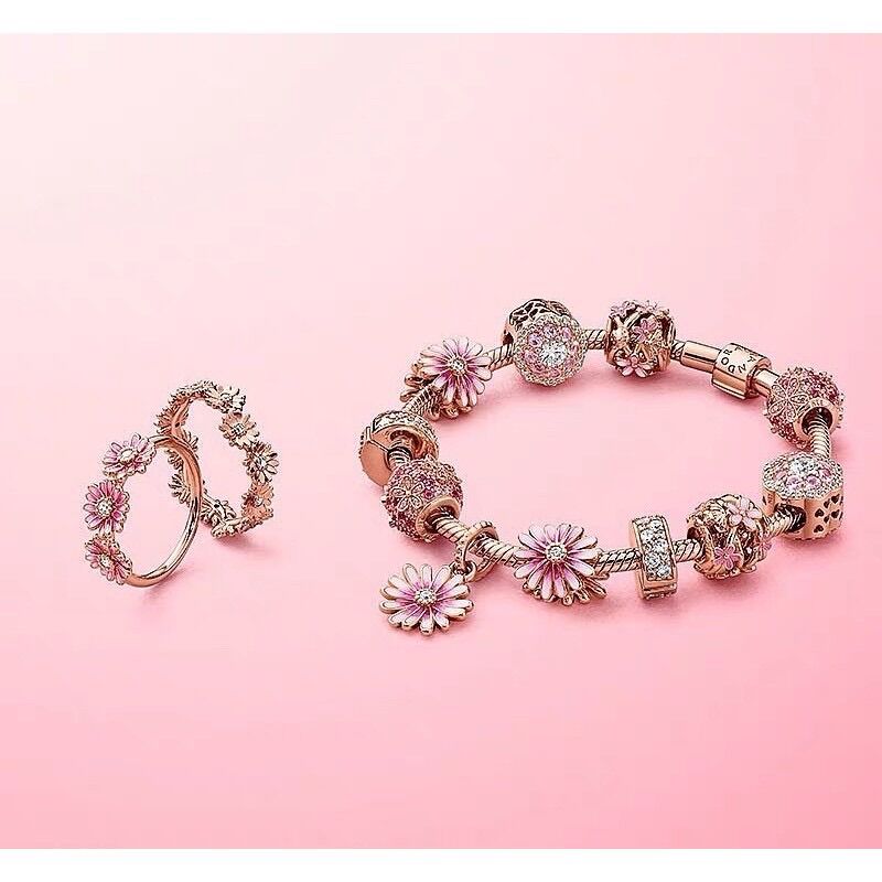 CHARM PAN ALE CHIẾC LÁ ĐÍNH ĐÁ HỒNG BẠC S925