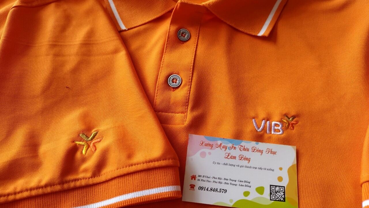 Áo thun ngân hàng VIB logo thêu