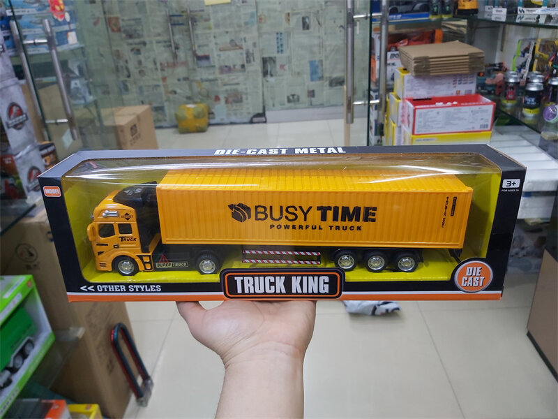 儿童货柜运输半挂卡车模型运输汽车仿真回力合金集装箱男孩玩具车