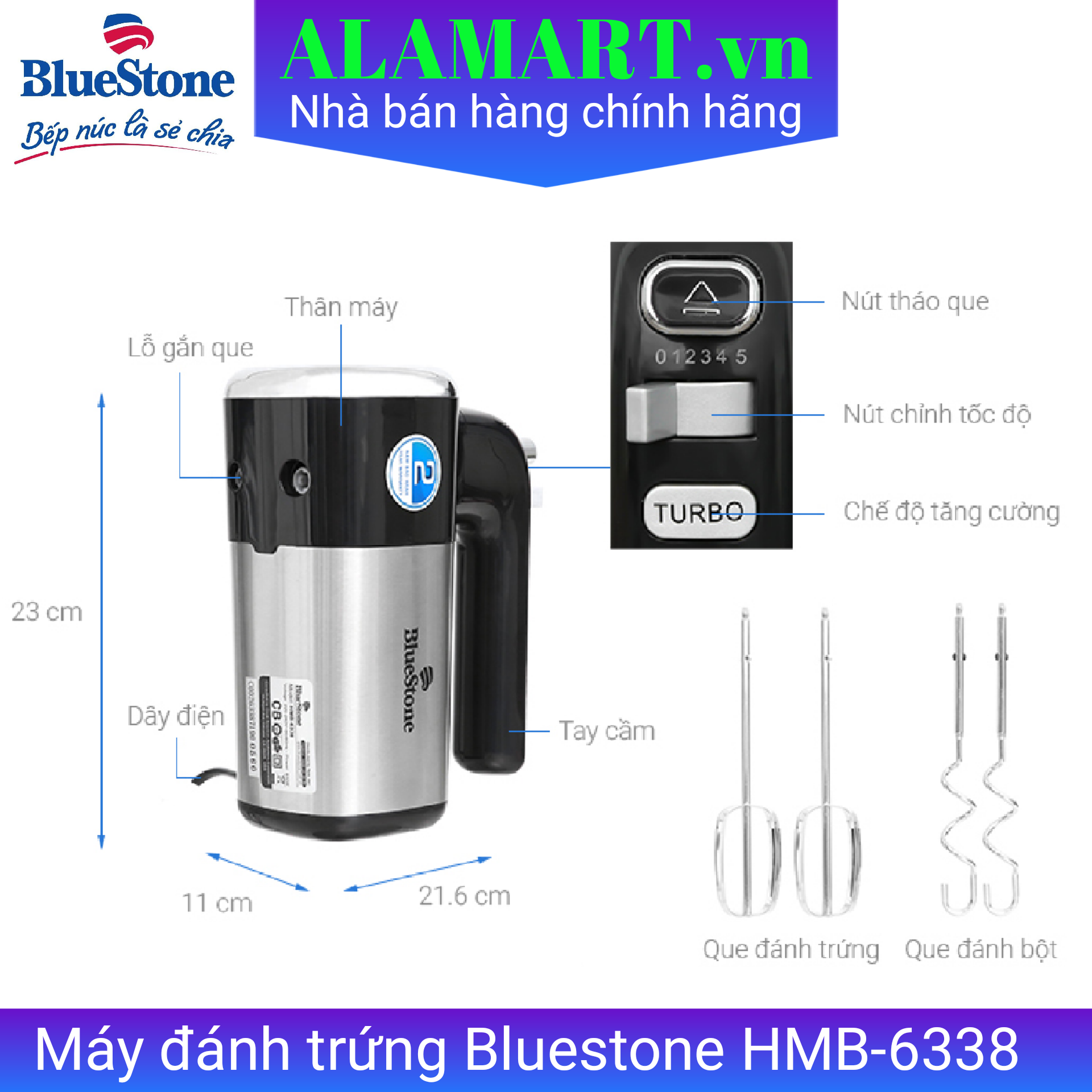 Máy đánh trứng Bluestone HMB-6338