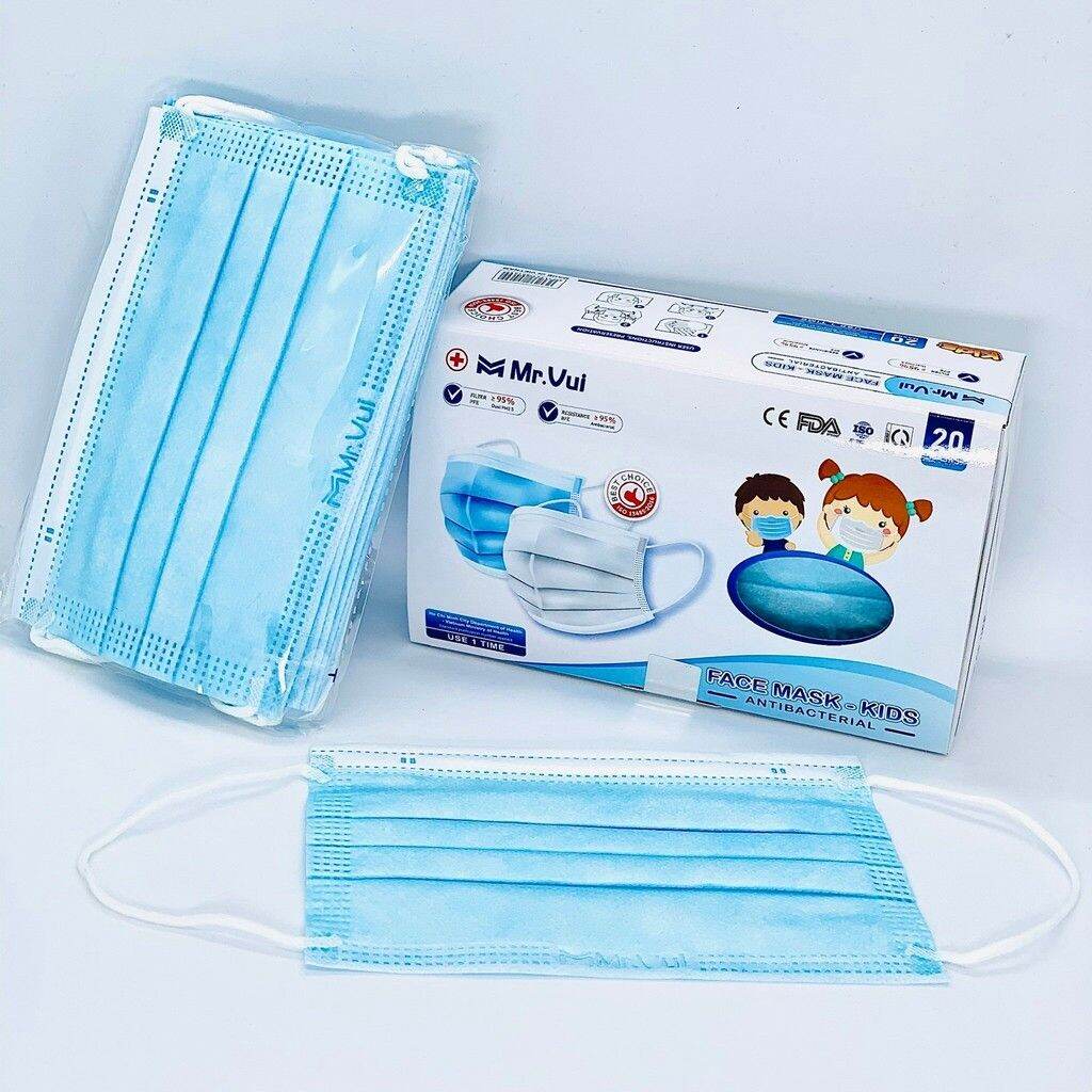 Khẩu trang y tế trẻ em 4lớp kháng khuẩn Mr.vui -Hộp 20cái