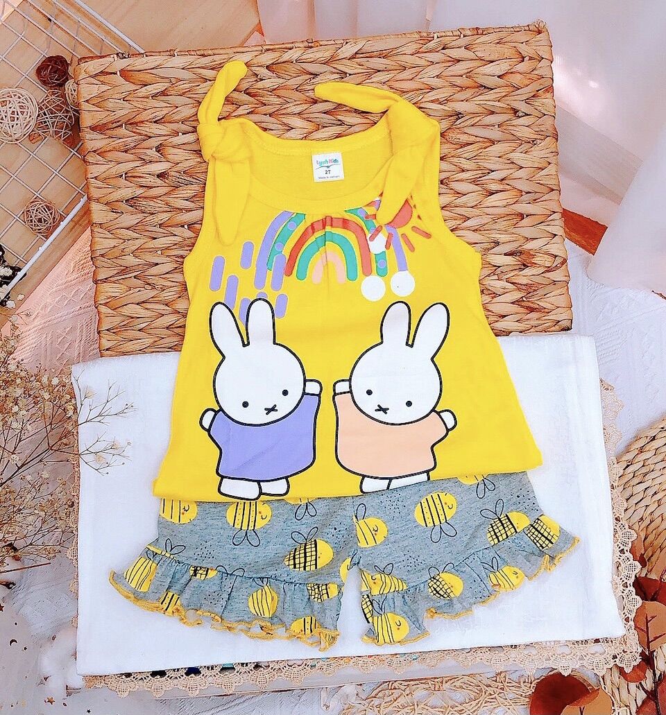 Bộ sát nách nơ vai bé gái hình Mickey