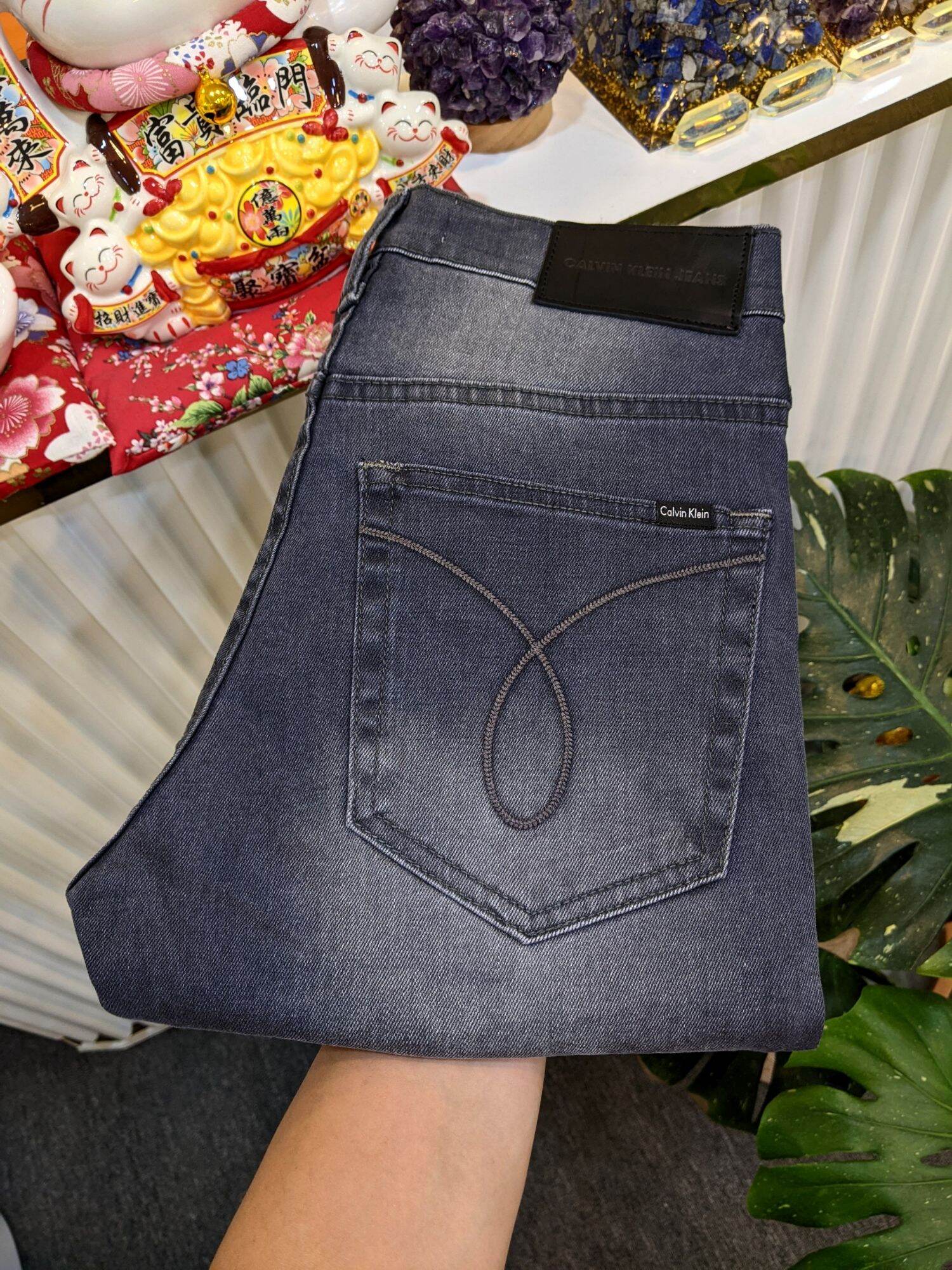 Quần jeans ck nam màu rêu khói cực đỉnh form đứng chất đẹp