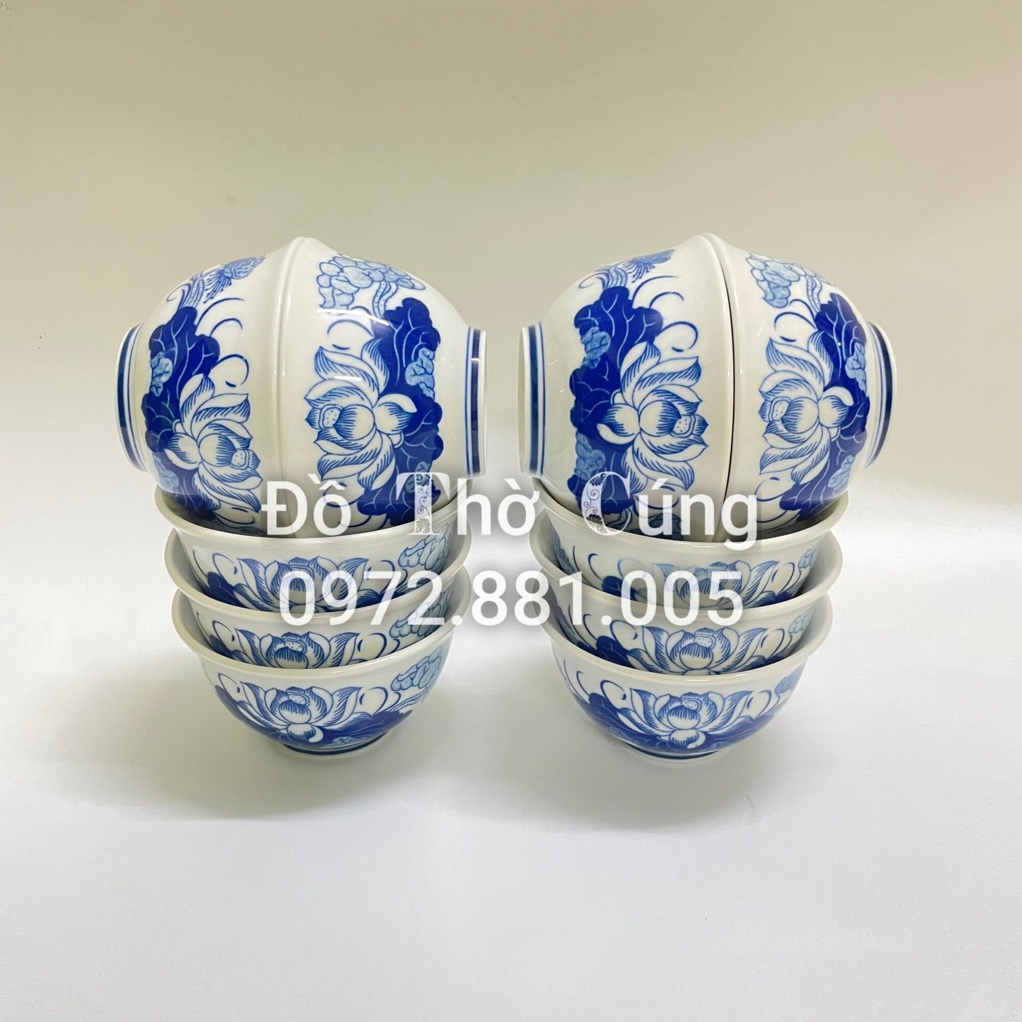 Bát cúng , bát cơm thờ vẽ sen cao cấp