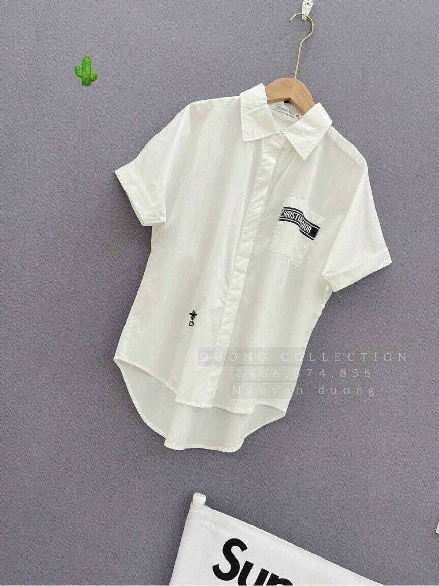 Áo sơ mi kiểu logo thẻu form 52kg