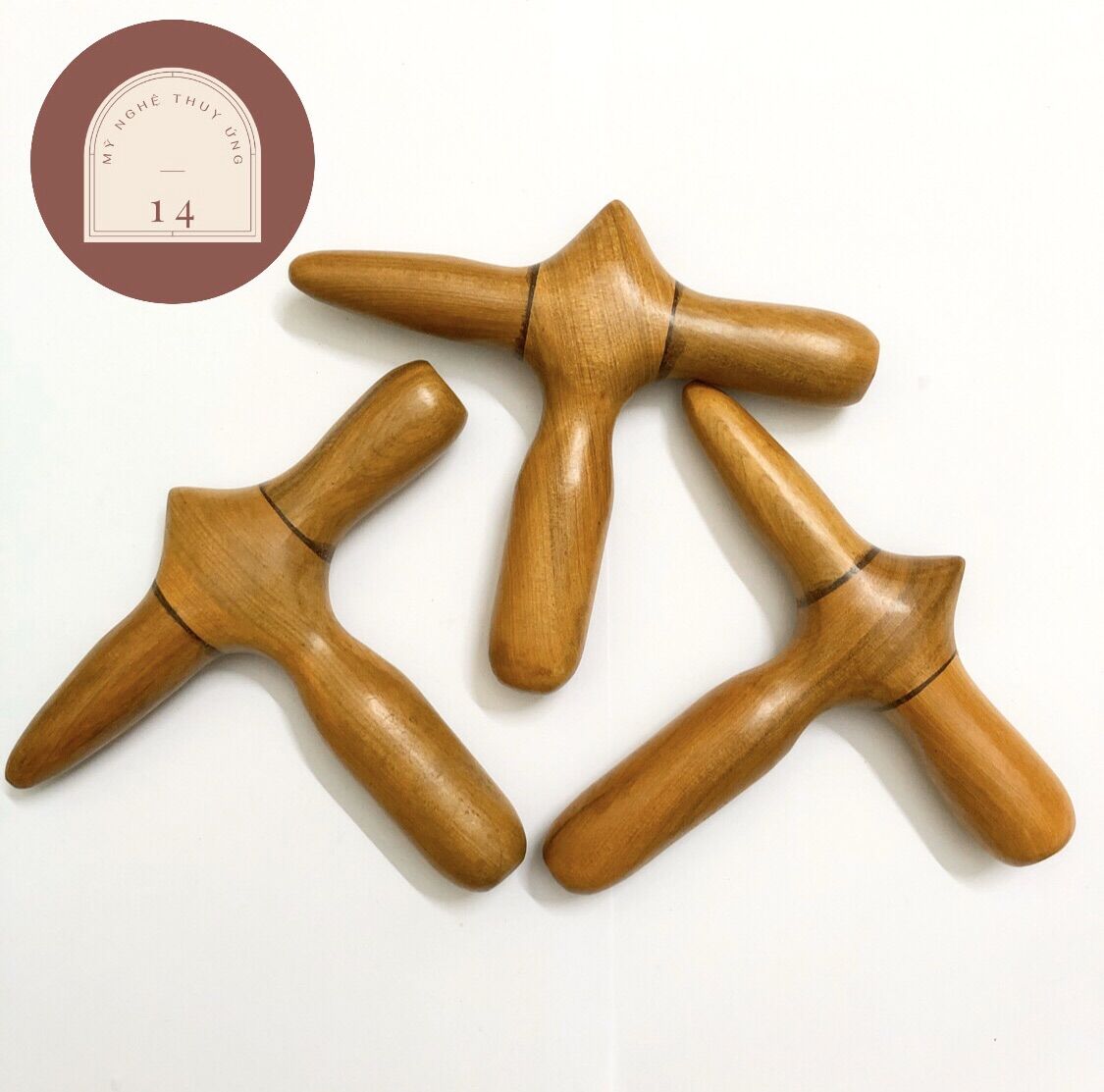 Dụng cụ day ấn huyệt chữ thập bằng gỗ thơm tự nhiên