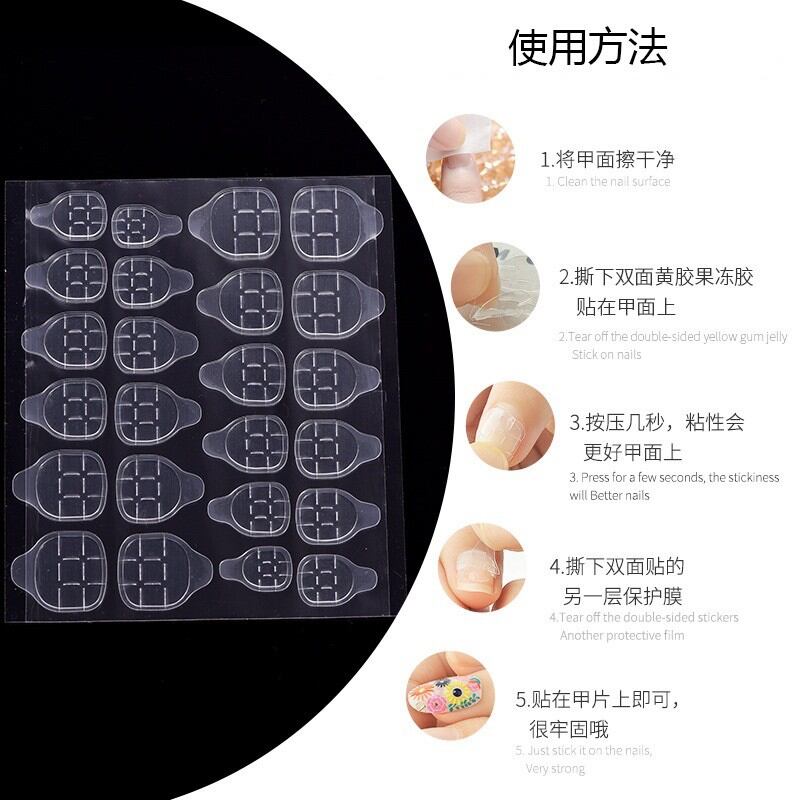 Miếng keo dán móng giả bằng silicon trong suốt, loại 24 miếng dán